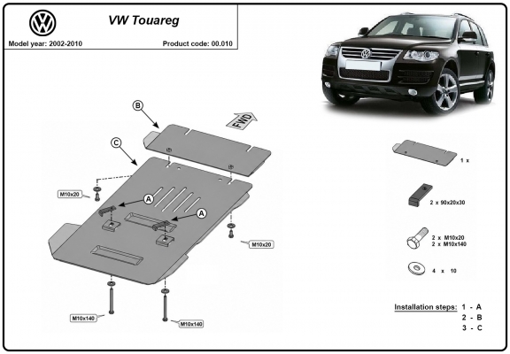 Getriebe Schutz aus Stahl für der Marke Volkswagen Touareg 7L