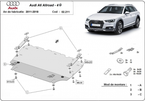 Unterfahrschutz für Motor der Marke Audi All Road A6