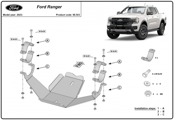 Stahl Differentialschutz für  Ford Ranger