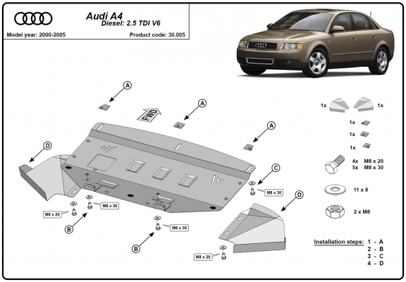 Unterfahrschutz für Motor der Marke Audi A4  B5