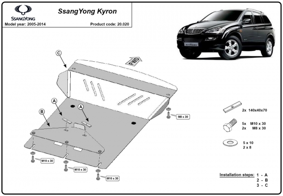 Unterfahrschutz für Motor der Marke SsangYong Kyron