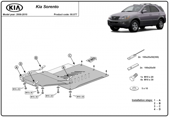 Unterfahrschutz für Getriebe und Differential aus  Kia Sorento