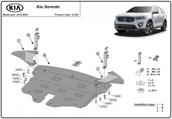 Unterfahrschutz für Motor der Marke Kia Sorento UM