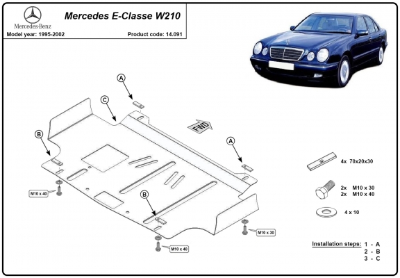 Unterfahrschutz für Motor der Marke Mercedes E-Class W210