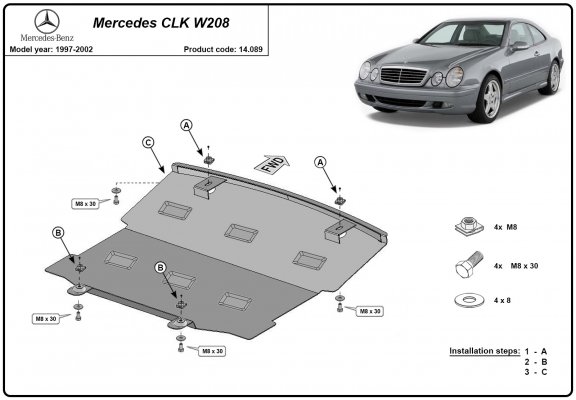 Unterfahrschutz für Motor der Marke Mercedes CLK W208