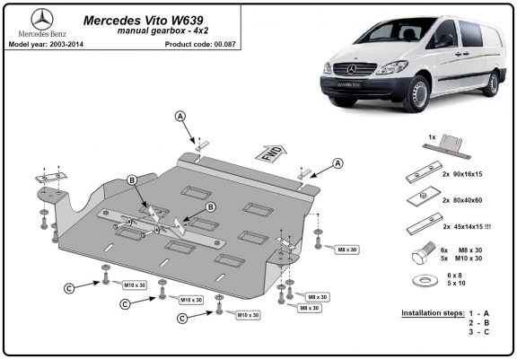 Stahl Getriebe Schutz für Mercedes Vito W639 - 2.2 D 4x2
