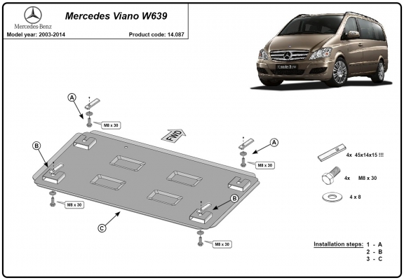 Unterfahrschutz für Motor der Marke  Mercedes Viano W639 - 2.2 D 4x2, 4x4
